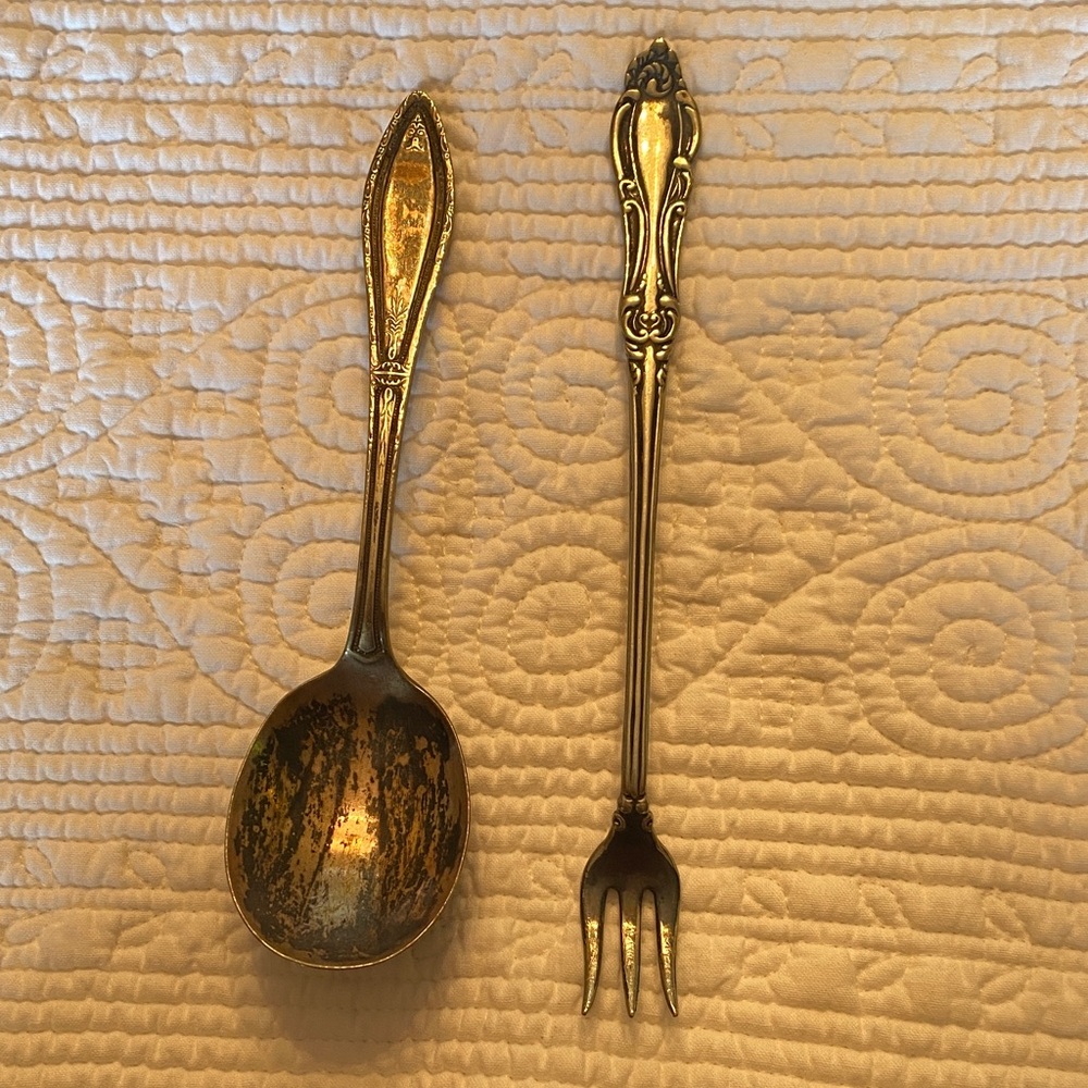 Elegant Silver Vintage Spoon and Fork Set